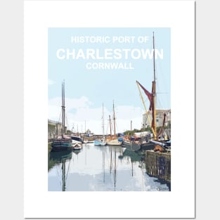 Historic Port Charlestown Cornwall.  Cornish gift Kernow Travel location poster, St Austell Posters and Art